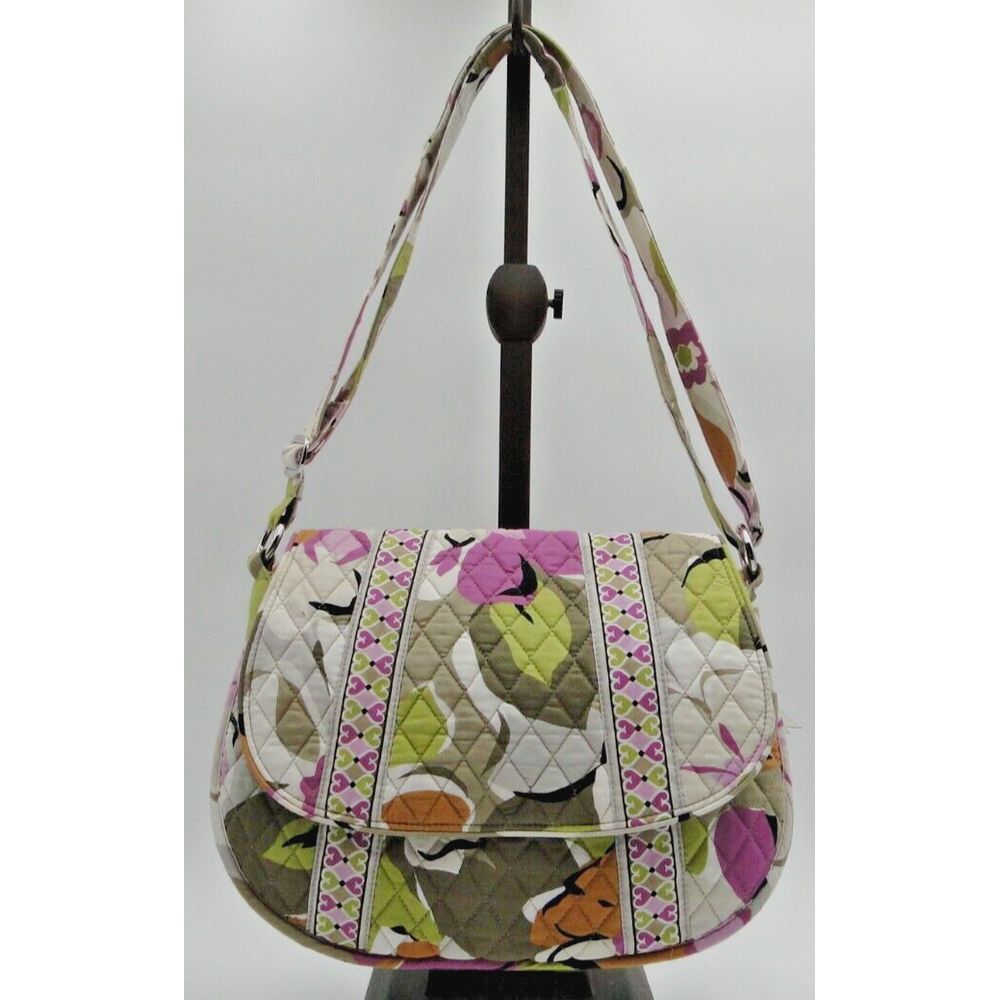 Vera Bradley Portobello Road Saddle Up Purple Green Gray Crossbody Shoulder Bag